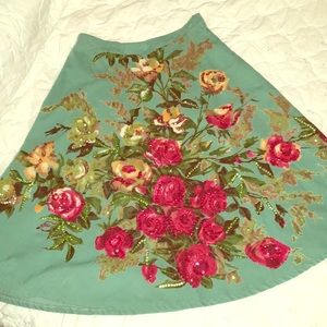 Yoana Baraschi Red Yellow corduroy rose full skirt